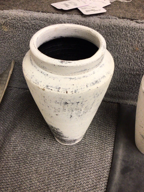 10 1/2" Ceramic Distressed White Vase