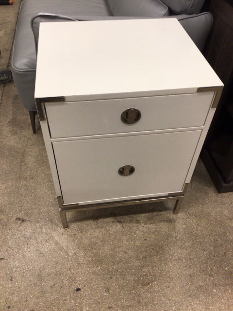 AS-IS West Elm Two Drawer White Nightstand(Knicks)