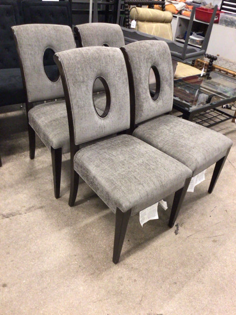 Set Of 4 Bernhardt Wood & Fabric Dining Chairs