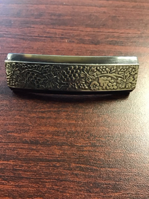 Silver Floral & Tortoise Barette