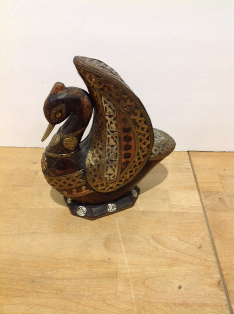 Decorated Wooden Carved Duck
