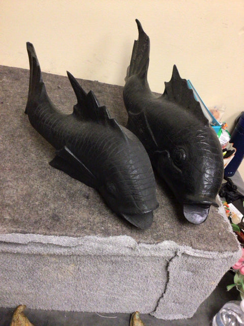 Pair Of Black Wood Koi Fish