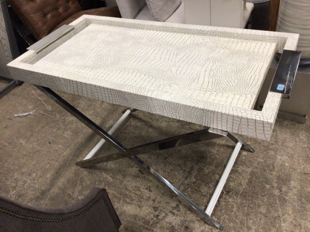 Faux Skin Tray Top Console Table