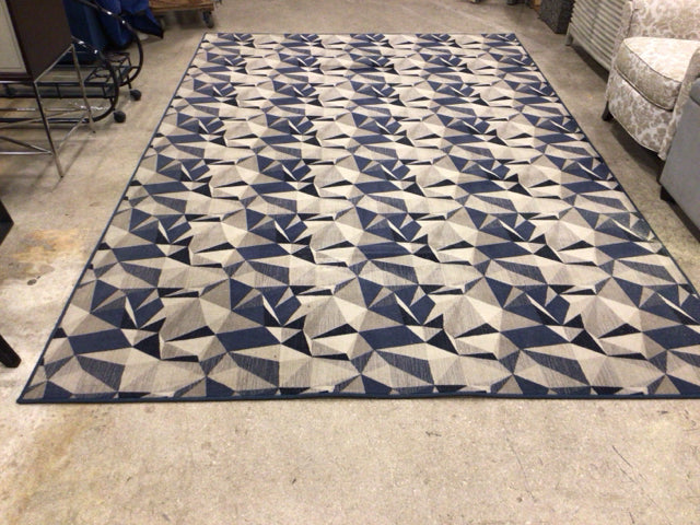 7' 6" X 137 5/8" Blue & Beige Rug