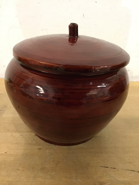 Red Bamboo Jar W/Lid