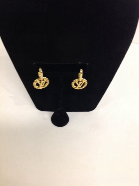 Louis Vuitton Style Gold Earrings