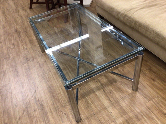 Glass Top Chrome Base Coffee Table