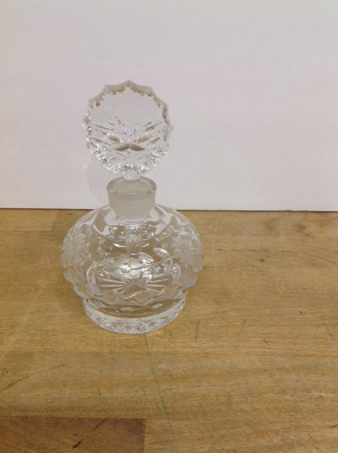 6" Carved Crystal Perfume Bottle