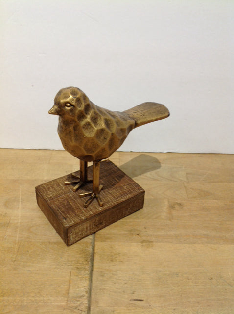 7" Gold Metal Bird Sculpture on Base