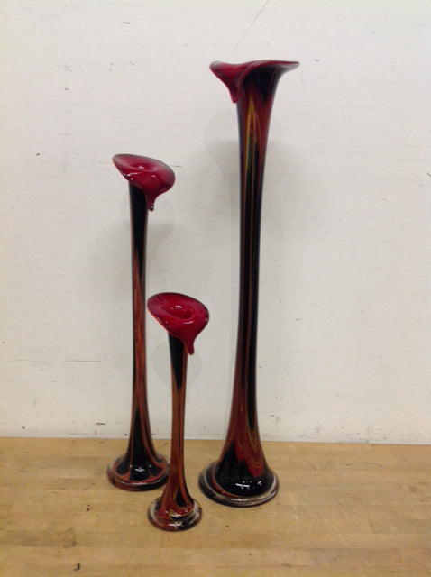 31",25",16" Graduated Art Deco Glass Candle Holders