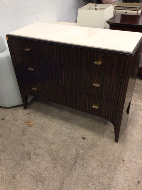 Anna Simon Three Drawer Stone Top Wood Chest