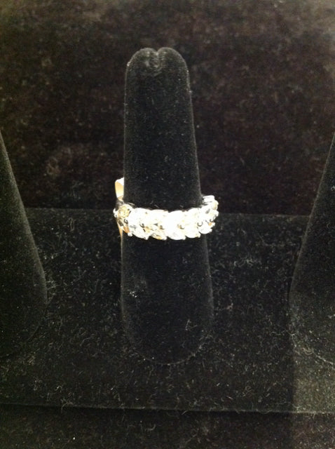 Silver Ring w/Yellow & Clear Rhinestones