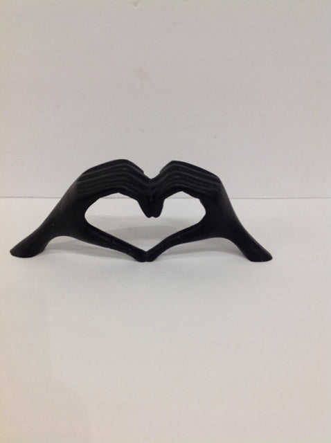 12" Black Ceramic Heart Hands
