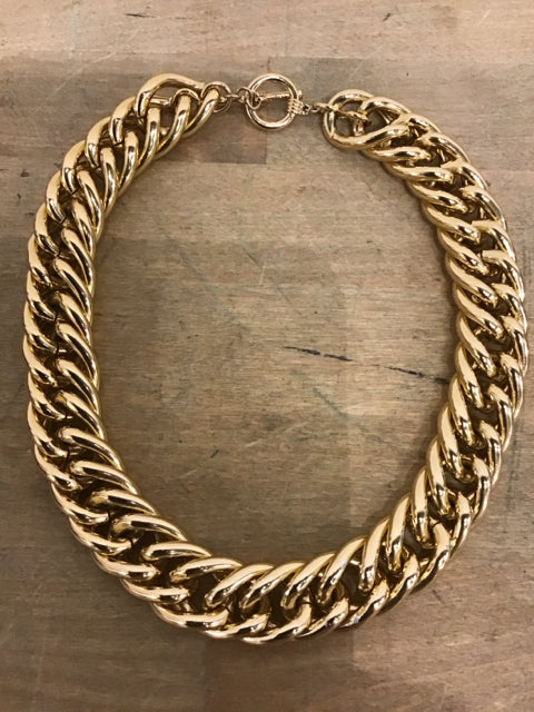 Chunky Goldtone Link Choker Necklace
