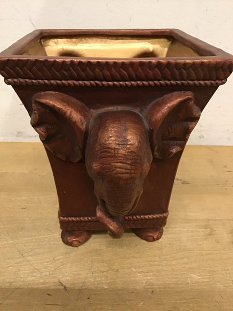 7" Bronze Ceramic Elephant Planter