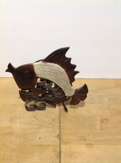 Bronze Colored Metal Fish Wine Bottle Holder