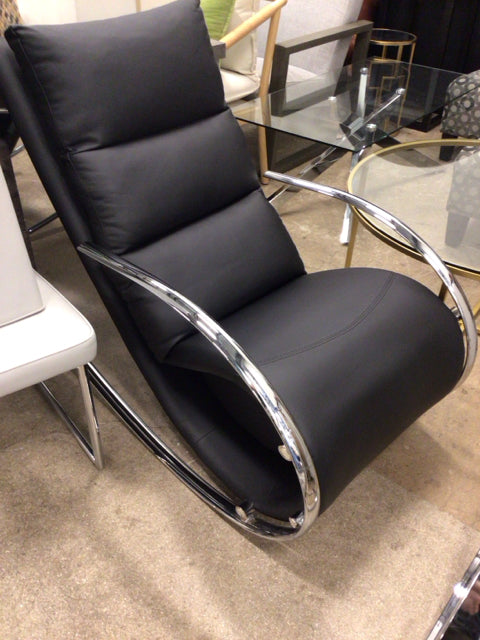 Black & Chrome Vinyl Rocking Chair