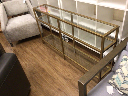 Gold Metal & Glass Three Tiered Console Table