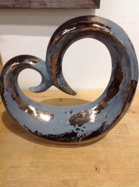 11" Blue & Gold Ceramic Sculptue