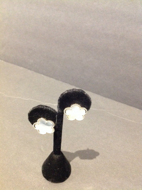 Van Cleef Style Gold MOP Stud Earrings