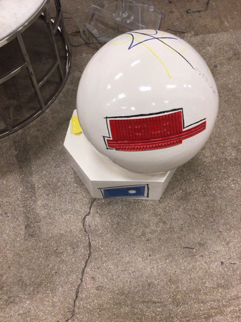 18" White Ball Sculpture W/Base