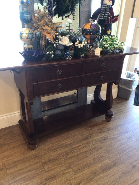 Broyhill Wood Four Drawer Flip Top Credenza/Console Table