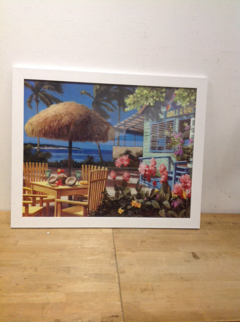 25x31 Framed Tropical Bar & Grill Print
