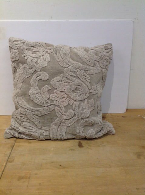 Pottery Barn Grey Tufted Chenille Pillow