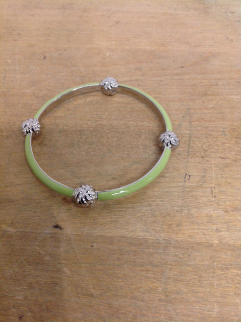 Green Enamel Metal Bangle Bracelet