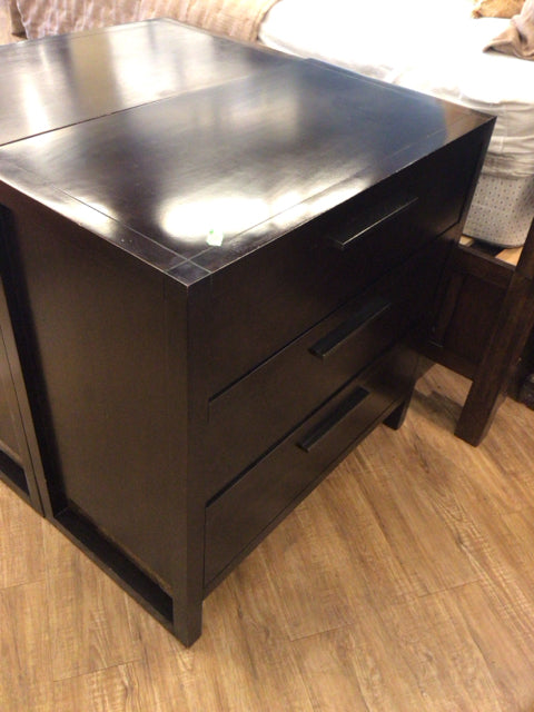 Casana Three Drawer Dark Wood Nightstand