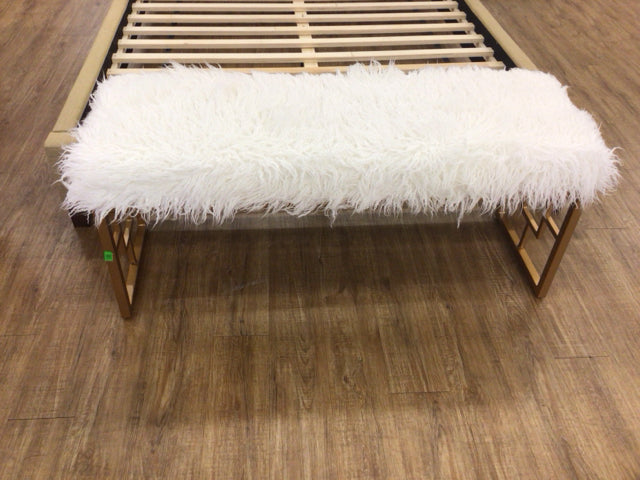 Safavieh Mera White Faux Sheepskin Bench