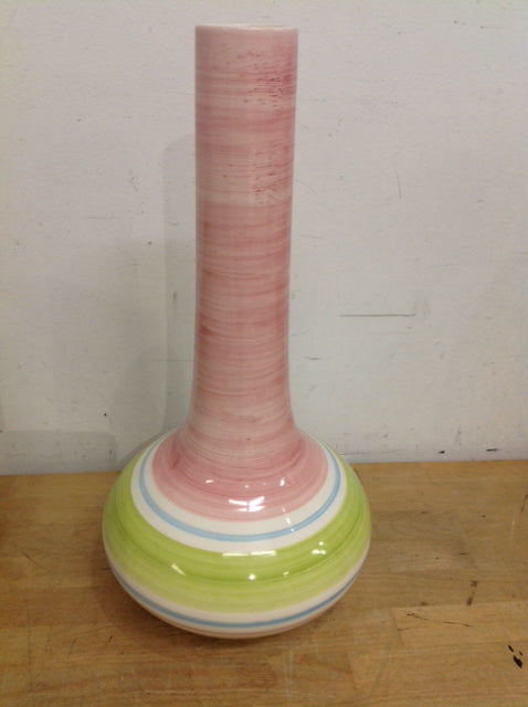 Vase- 18" Portugal Pink & Green Ceramic