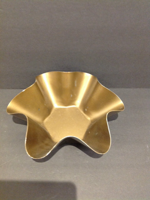 12" Gold Metal Abstract Bowl