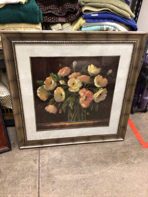 35 1/4" Square Gold Framed Floral In Vase Print