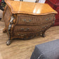 AS-IS Wood & Rattan Woven Three Drawer Bombay Chest(Mark On Top)