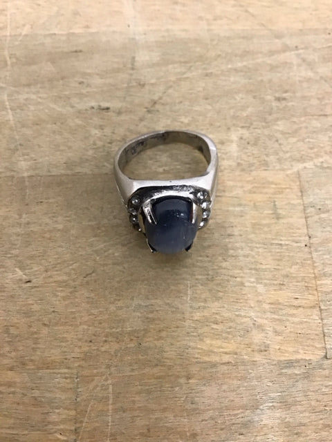 Silvertone Blue Star Sapphire Like Ring