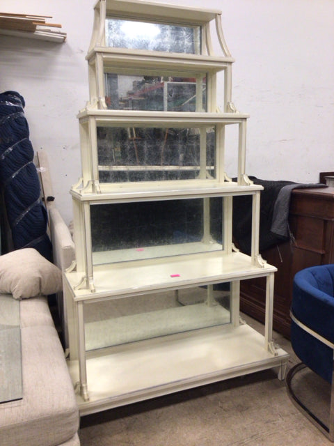 Distressed Mirrored Shelf Unit