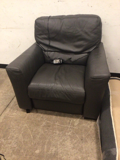 Dark Grey Leather Power Recliner