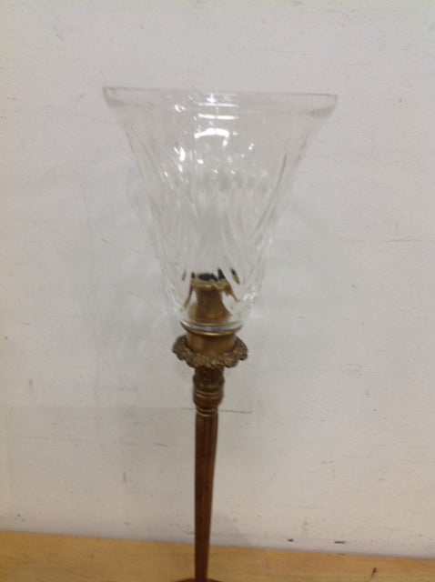 Candle Holder- 20" Brass & Cut Glass