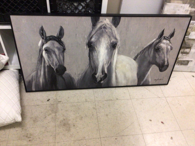 48 5/8" X 24 1/2" Framed Horse Print On Canvas