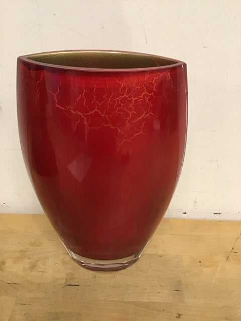12" Red Painted Glass Vase