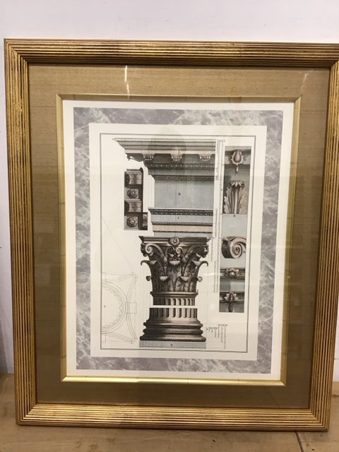 22.5"x26.5" Architechtual Corinthian Order Art
