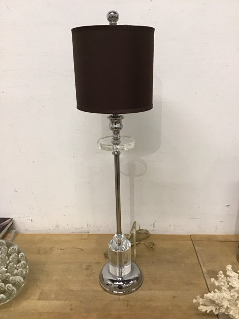 27" Silver/Crystal Buffet Lamp
