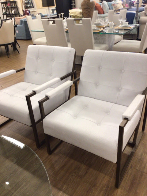 White Ostrich Embossed Vinyl Chair
