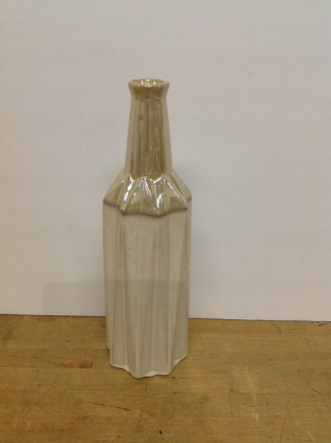 16" Cream/Gold Glazed Ceramic Vase