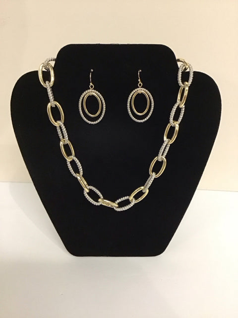 Yurman Style Two-Tone Necklace/Earrings Set