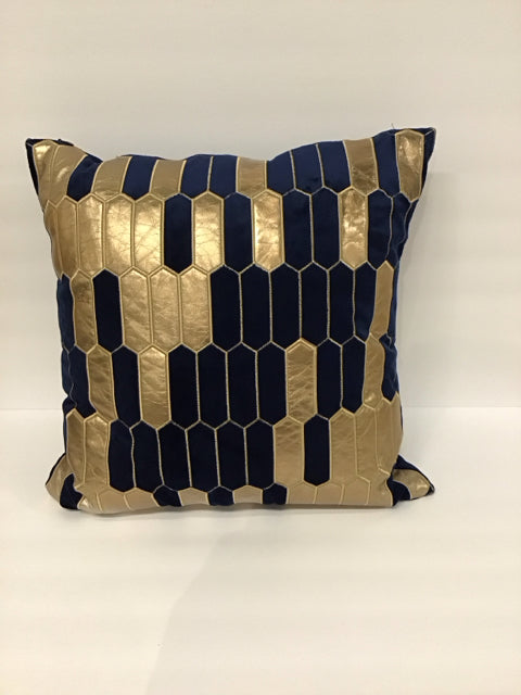 Blue Velour w/Gold Decor Pillow