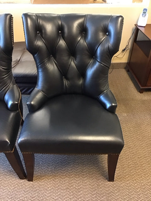 Black Leather Tufted Chair w/Nailheads