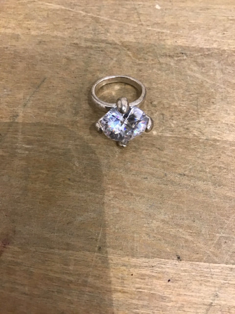 CZ Silvertone Ring