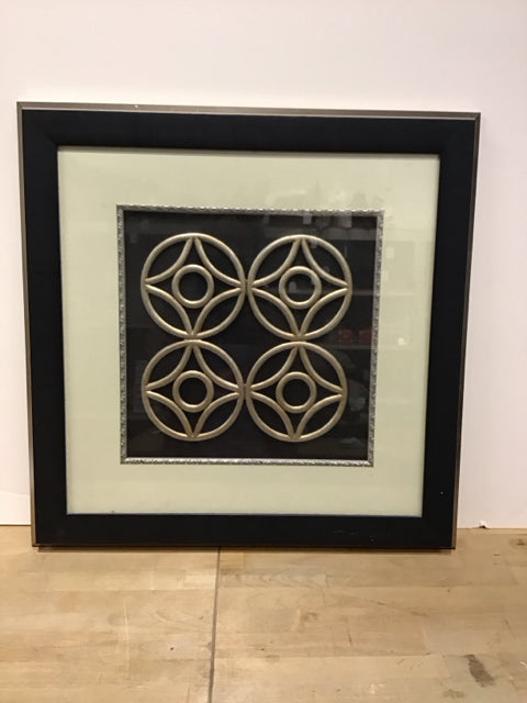 24"Sq Framed Geometric Metal Pattern